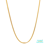 The Gold Chain RJGC2032, a 22kt gold chain with an elaborate design. The chain is approximately 18 inches in length and features a secure lobster clasp closure. Weighing 6.20 grams, it is a beautiful and intricate piece of jewelry that would make a great addition to any collection.