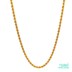 The Gold Chain RJGC2035, a 22kt gold rope chain with a classic and elegant design. Measuring approximately 18 inches in length, this chain features a secure lobster clasp closure. Weighing 5.60 grams, it is a beautiful and timeless piece of jewelry that would make a great addition to any collection.