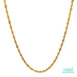 The Gold Chain RJGC2040, a stunning 22kt yellow gold link chain. This chain is 18 inches long and has a thickness of 1.4mm. It is secured with a lobster clasp for a reliable closure. Weighing 3.60 grams, it is a delicate and elegant piece of jewelry.