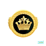 A 22kt gold men's ring with a stunning crown design that features intricate details and a highly polished finish. The crown is a symbol of power and royalty. Weight 10.10 gm