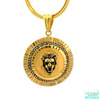 22kt gold pendant with a Greek design featuring a 3D oxidized lion. Weight 8.90 gm. SKU RFP2004.