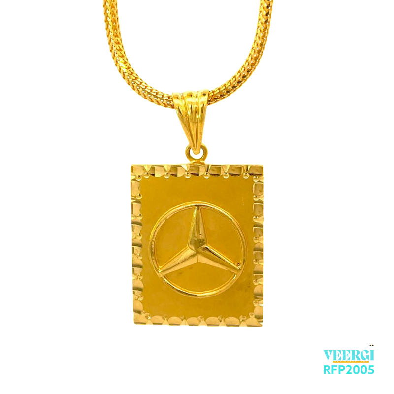 22kt gold pendant with a Mercedes-Benz logo in the middle. Weight 10.00 gm. SKU RFP2005.
