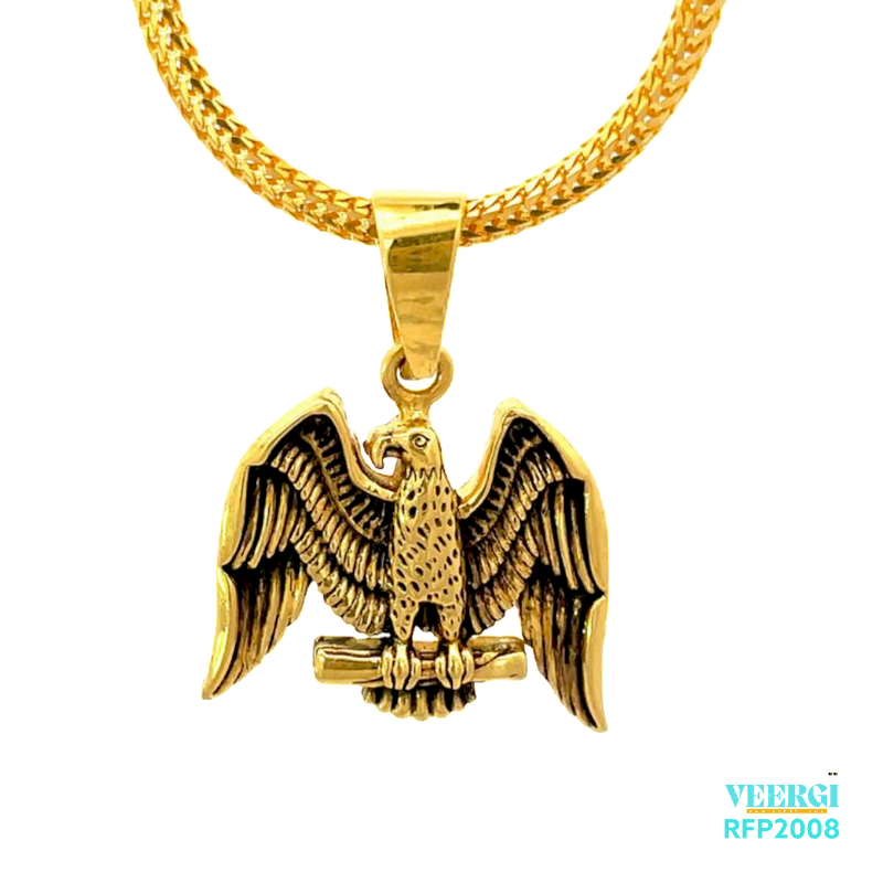 22kt gold pendant of Baaz with open wings and an oxidized finish. Weight 4.00 gm. SKU RFP2007.