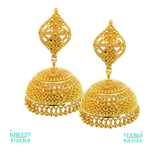 A 22KT GOLD handmade earring Jhumka with screw back is likely to be a beautiful and intricately crafted piece of jewelry that showcases the craftsmanship and artistry of traditional Indian jewelry. weight- 26.00 gm, Height: 5.0cm and Width 2.5cm.