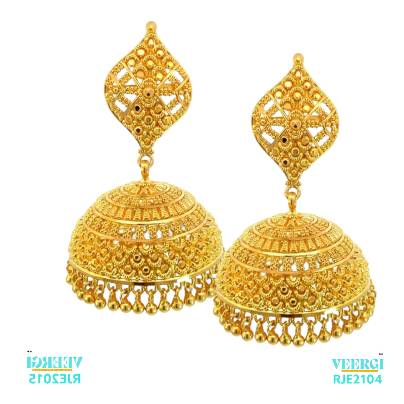 A 22KT GOLD handmade earring Jhumka with screw back is likely to be a beautiful and intricately crafted piece of jewelry that showcases the craftsmanship and artistry of traditional Indian jewelry. weight- 26.00 gm, Height: 5.0cm and Width 2.5cm.