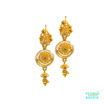 22kt gold handmade earring with a screw back post, round design, and latkans is a stunning and timeless piece of jewelry that is perfect for special occasions, weddings, and other formal events. Weight 5.90 gm, Height 4.0 cm Width 1.2 cm