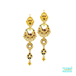 22kt gold Chand Bali with 2 tear drops, Minakari work, and small glossy balls hanging is a stunning and unique piece of jewelry that is perfect for special occasions, weddings, and other formal events. Weight 10.10 gm, Height 6.5 cm, Width 2.0 cm.