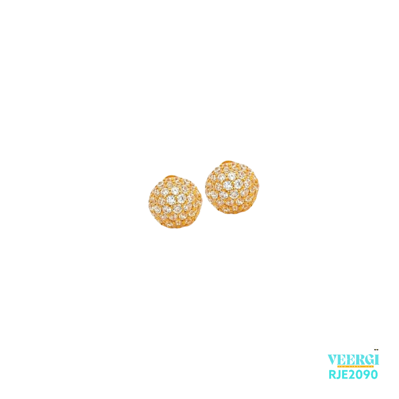 22kt gold earrings in all yellow gold with cubic zirconia stones, featuring a screw-back design. SKU: RJE2090. Weight: 3.80 grams.