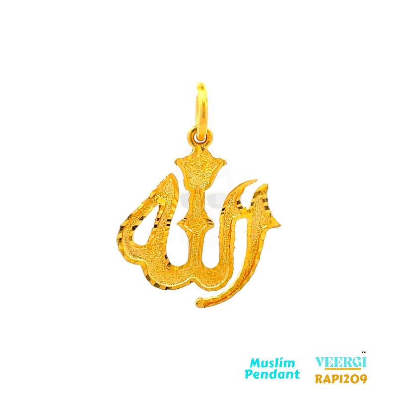 A 22kt gold small pendant weighing 3.3 grams featuring the word 