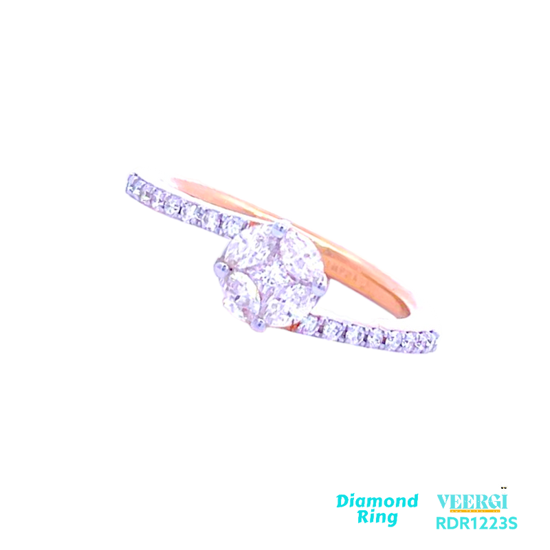18kt gold diamond ring weighing 3.53 gm. Size 7. The diamond is of VVS2-VS1 clarity and F-G color. Total diamond weight is 0.44 ct.