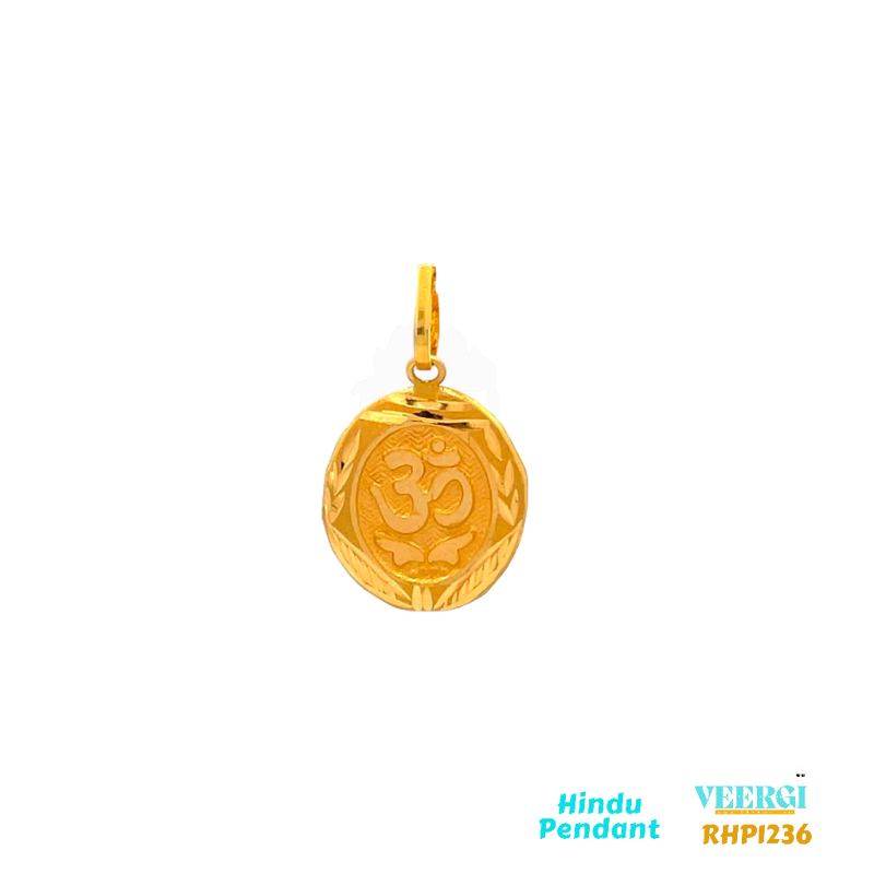 22-karat yellow gold Hindu pendant featuring the symbol 