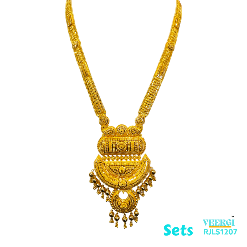 Traditional Indian jewelry sets often hold cultural significance and are worn on special occasions, weddings, festivals, or religious ceremonies. 143.3 gm