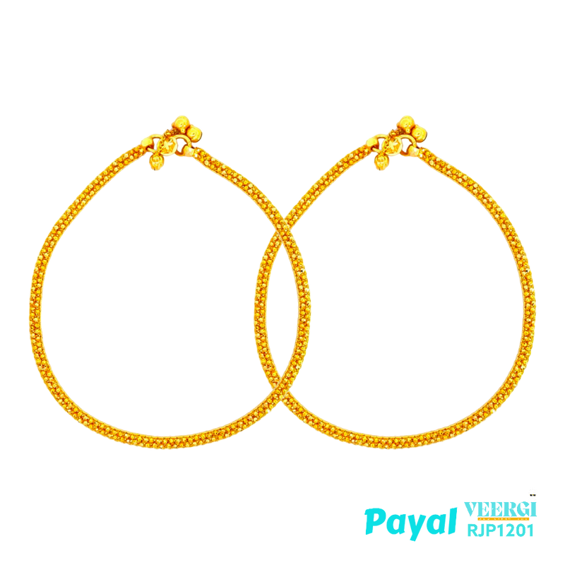 A 22kt gold thin handmade payal would be a versatile piece of jewelry that can be worn on various occasions, such as weddings, festivals, or special events, as well as for everyday wear.