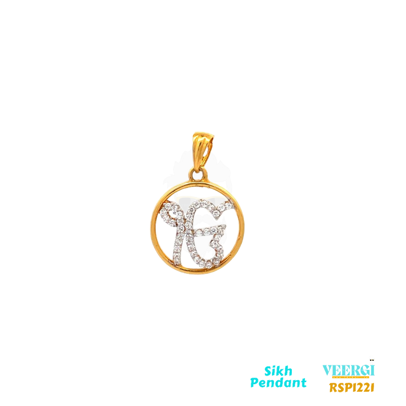 VeerGi 22-karat gold Sikh pendant featuring the symbol 