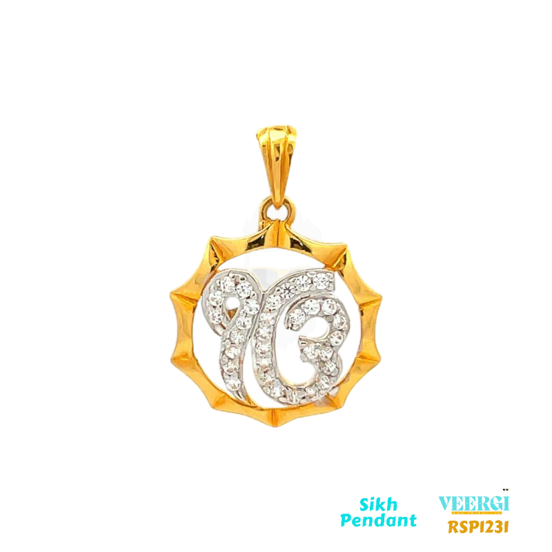 VeerGi 22-karat gold Sikh pendant featuring the symbol 