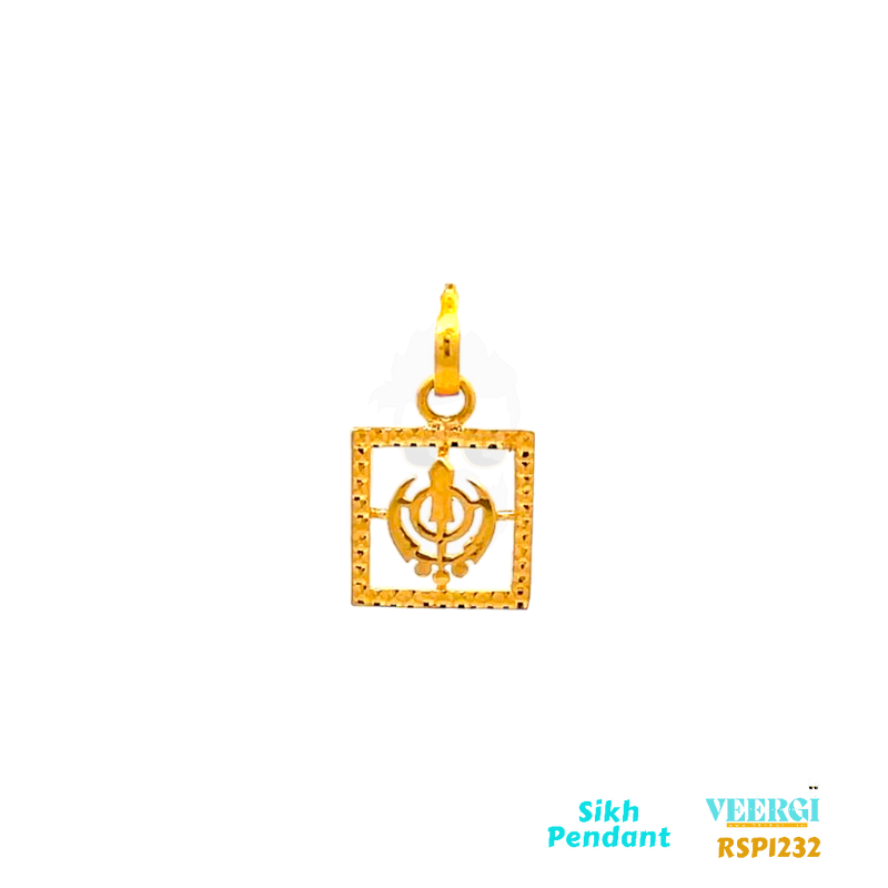 VeerGi 22-karat gold Sikh pendant featuring the symbol 